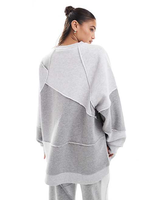 ASOS DESIGN oversized sweatshirt with patchwork detail in ASOS DESIGN oversized sweatshirt with patchwork detail in