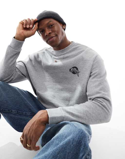 ASOS DESIGN oversized sweatshirt with print in gray heather