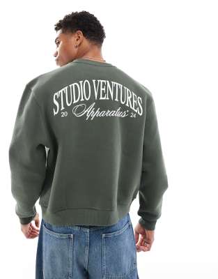 Asos Design Oversized Sweatshirt With Print In Green