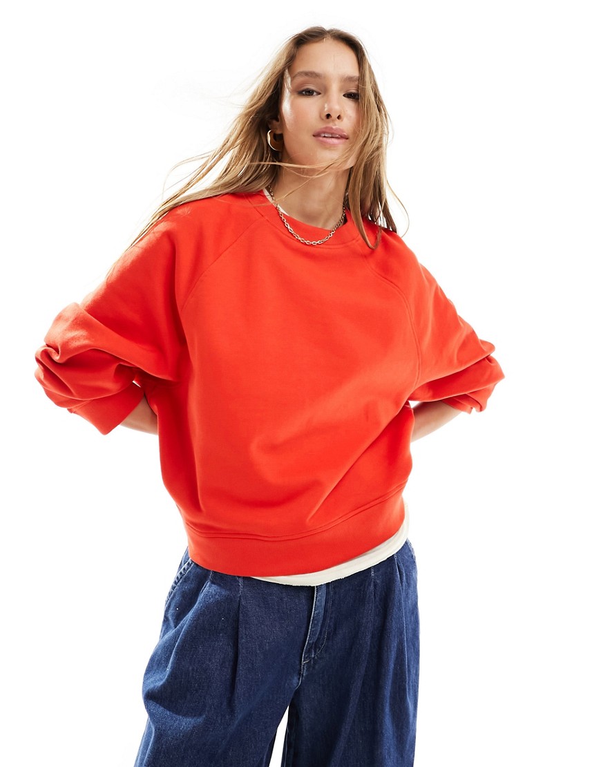 Asos Design Oversized Sweatshirt With Raglan Detail In Red