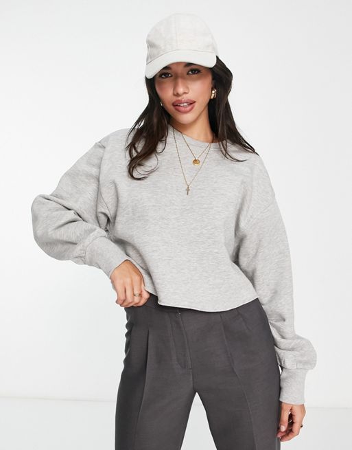 ASOS DESIGN oversized sweatshirt with raw hem in grey marl | ASOS