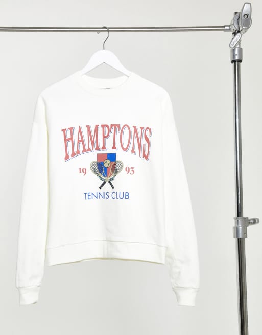 ASOS DESIGN oversized sweatshirt with retro hamptons print in ecru | ASOS