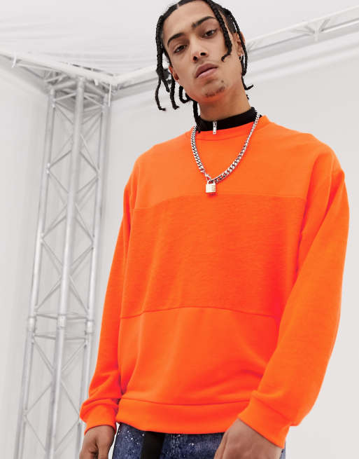 ASOS DESIGN oversized sweatshirt in neon orange