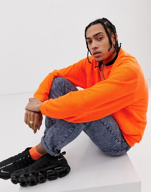 ASOS DESIGN oversized sweatshirt in neon orange