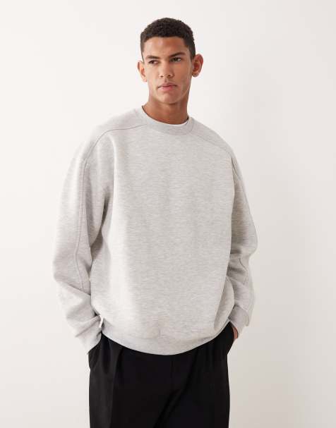ASOS DESIGN oversized sweatshirt with rib panels in gray heather - view 1