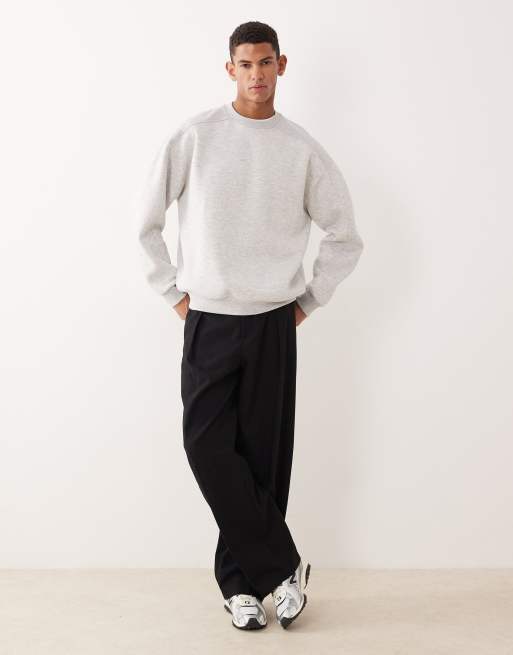 ASOS DESIGN oversized sweatshirt with rib panels in gray heather, 2 of 5