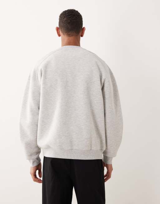 ASOS DESIGN oversized sweatshirt with rib panels in gray heather, 3 of 5