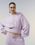 [ASOS DESIGN] ASOS DESIGN oversized sweatshirt with ruched waist detail in washed mauve (part of a set)-Purple S WASHED MAUVE