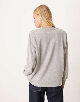 Asos Design Oversized Sweatshirt With Shoulder Pads In Gray