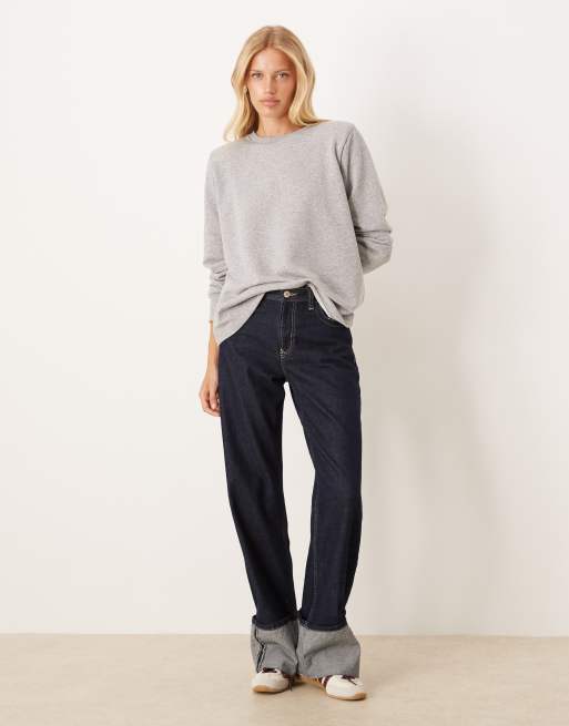 ASOS DESIGN oversized sweatshirt with shoulder pads in gray