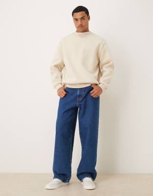 Asos Design Oversized Sweatshirt With Souvenir Print In Neutral