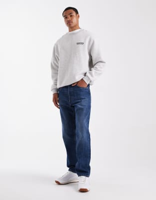 Asos Design Oversized Sweatshirt With Souvenir Print In Gray