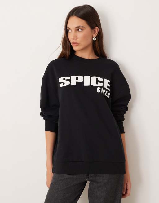 ASOS DESIGN oversized sweatshirt with Spice Girls print in black
