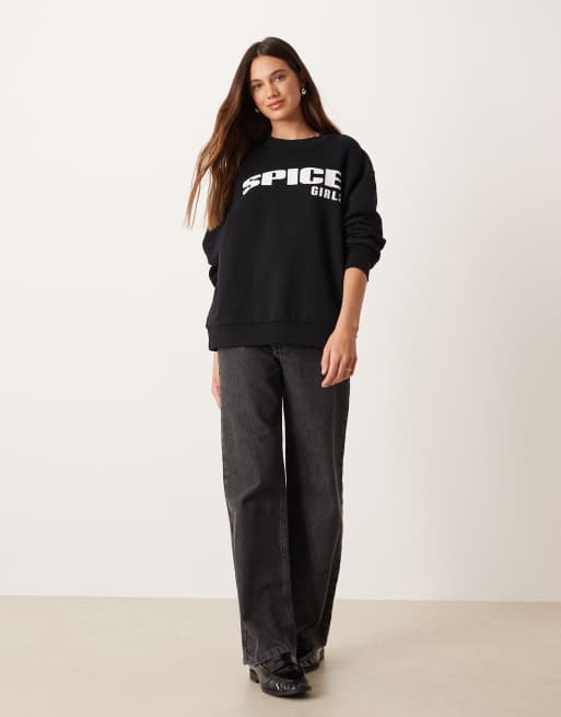 ASOS DESIGN oversized sweatshirt with Spice Girls print in black