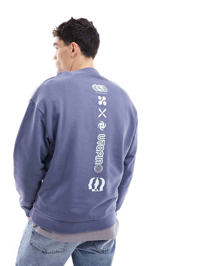 ASOS DESIGN oversized sweatshirt with spine print in navy