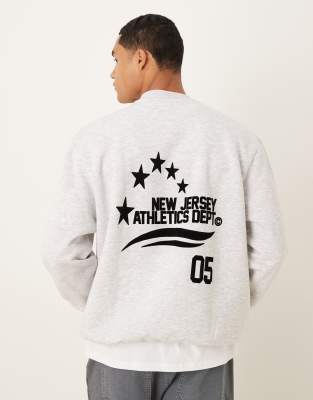 Asos Design Oversized Sweatshirt With Sporty Star Print In White