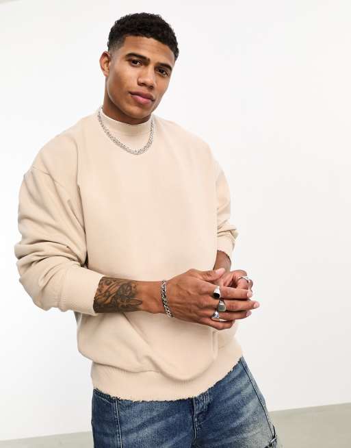 Asos design oversized discount sweatshirt in beige