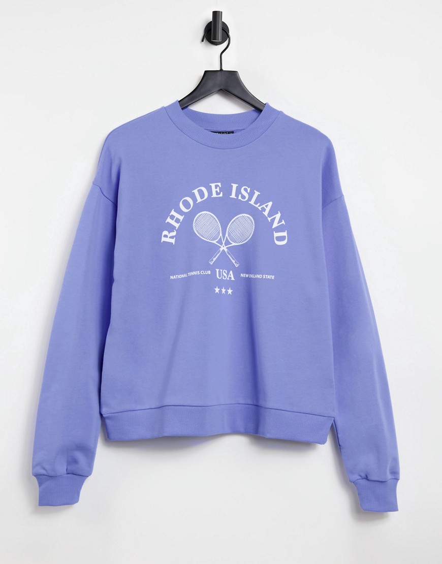 ASOS DESIGN oversized sweatshirt with tennis graphic in blue-Blues