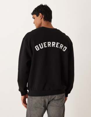 Asos Design Oversized Sweatshirt With Text Applique In Black