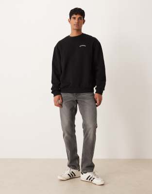 Asos Design Oversized Sweatshirt With Text Applique In Black