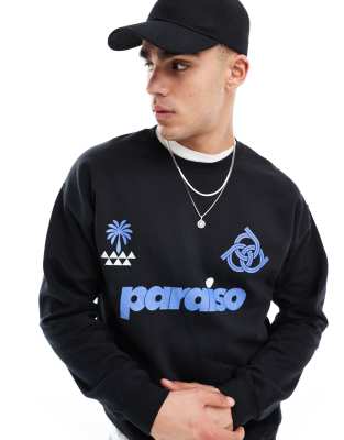 ASOS DESIGN ASOS DESIGN oversized sweatshirt with text print in black