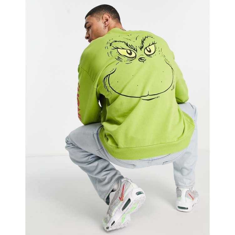 ASOS DESIGN oversized hoodie with Christmas Grinch print in green