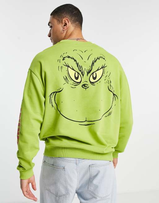 ASOS DESIGN oversized sweatshirt with The Grinch print in green