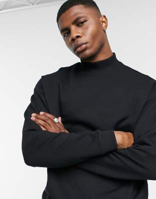 asos design sweatshirt with polo neck