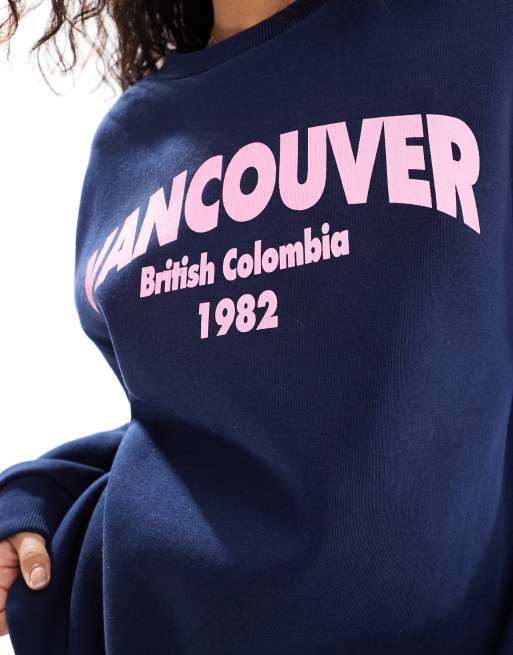 Columbia Navy Oversized Sweatshirt Womens Columbia University