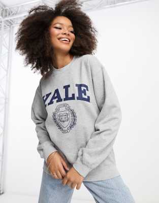 ASOS DESIGN oversized sweatshirt with yale license graphic in gray