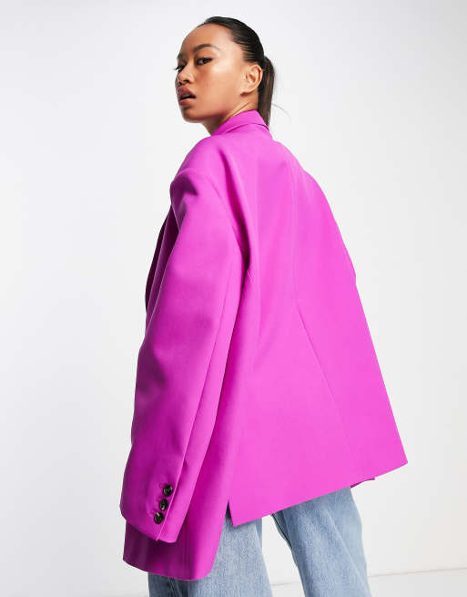 Oversized Premium Quality Crepe Blazer - Magenta