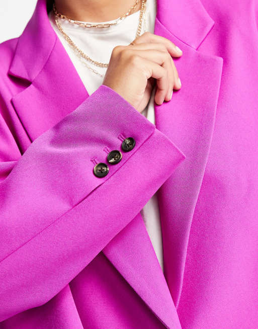 Oversized Premium Quality Crepe Blazer - Magenta