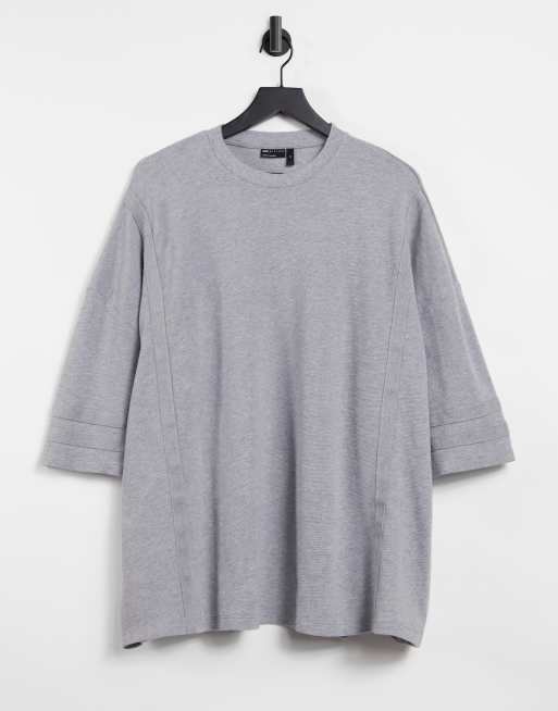 ASOS DESIGN – Oversized-T-Shirt aus schwerem Stoff in Grau
