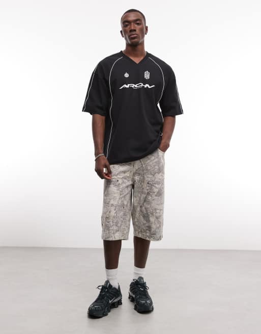 ASOS DESIGN oversized t-shirt co-ord with football graphic in black, 2 of 5