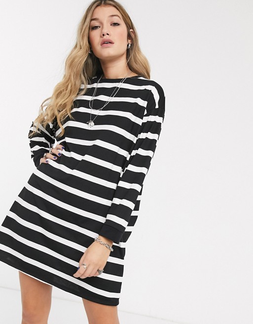 ASOS DESIGN oversized t-shirt dress in black and white stripe