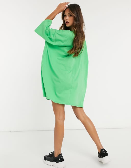 ASOS DESIGN oversized long sleeve T-shirt dress in forest green