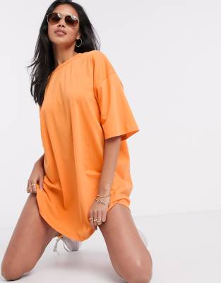 orange oversized t shirt dress