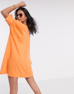 bright orange t shirt dress