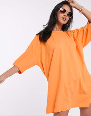 bright orange t shirt dress