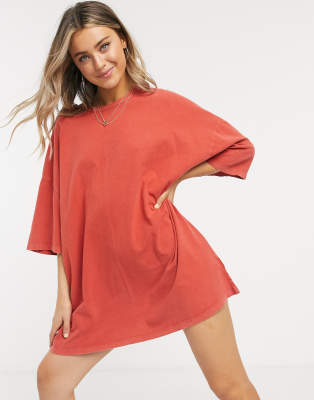 bright orange t shirt dress