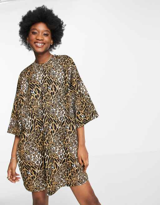 Leopard tee 2025 shirt dress