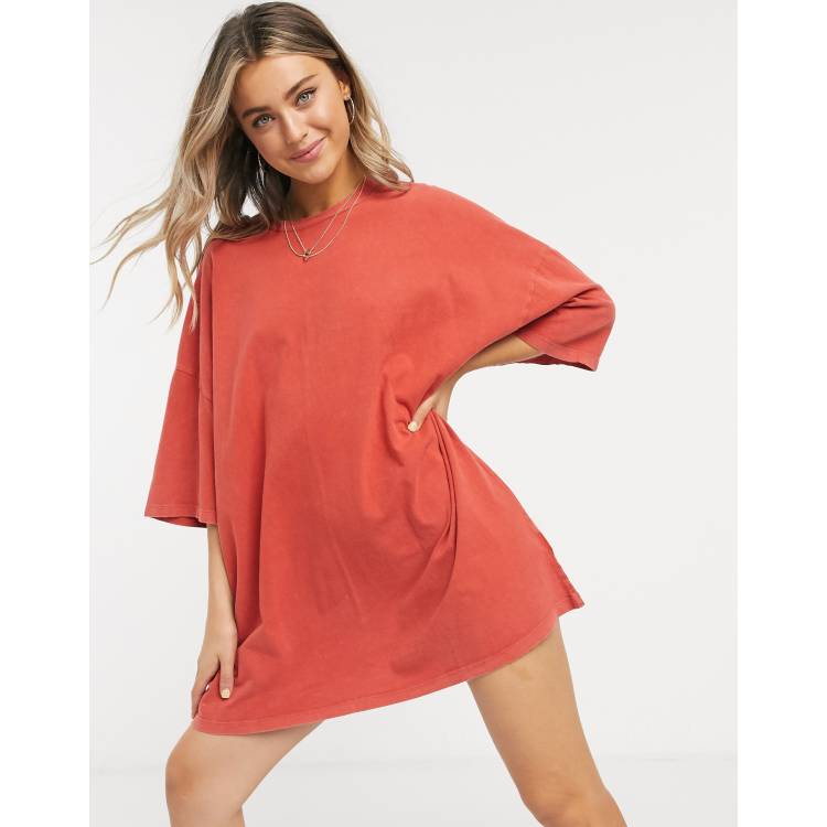 ASOS DESIGN oversized t shirt dress in burnt orange ASOS