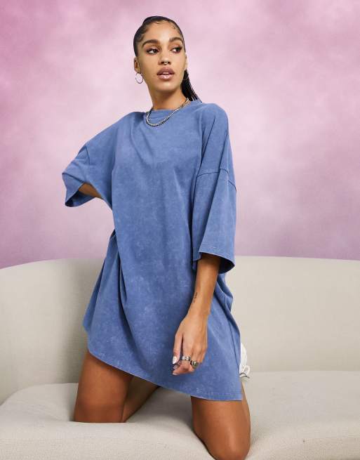 Blue oversized on sale t shirt dress