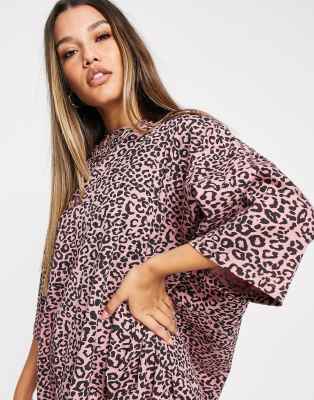 asos leopard print shirt dress