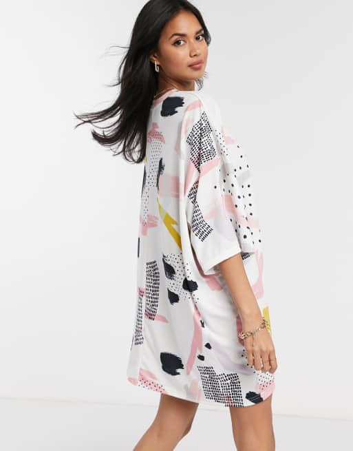 ASOS DESIGN oversized t-shirt dress in graphic graffiti print