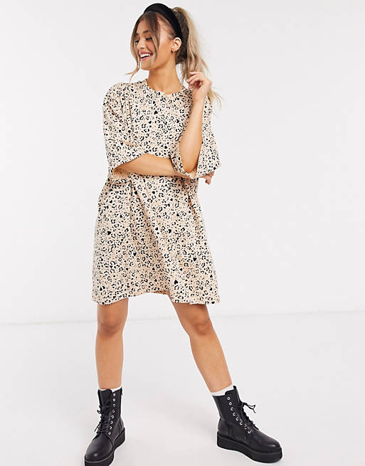 ASOS DESIGN oversized t-shirt dress in mini leopard | ASOS