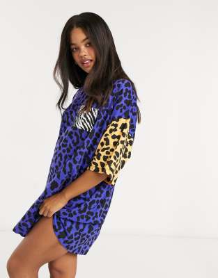 orange and blue animal print dress