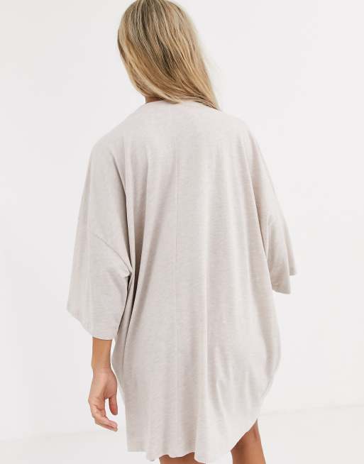 ASOS DESIGN oversized t-shirt dress in oatmeal