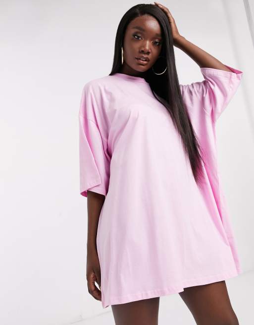ASOS DESIGN oversized t-shirt dress in pink | ASOS