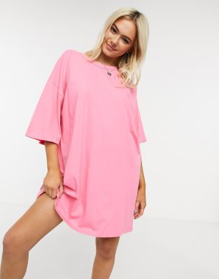 pink oversized t shirt dress